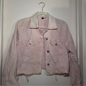 Pink cropped Denim Jacket